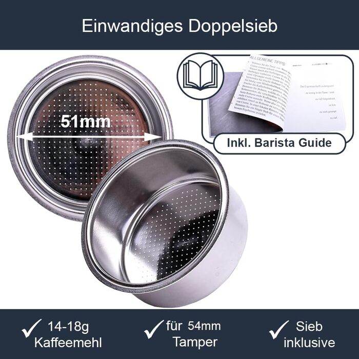 Портфільтр 54 мм з подвійним носиком для кавомашини Breville Barista Express, горіхове дерево, нержавіюча сталь, аксесуар для еспресо