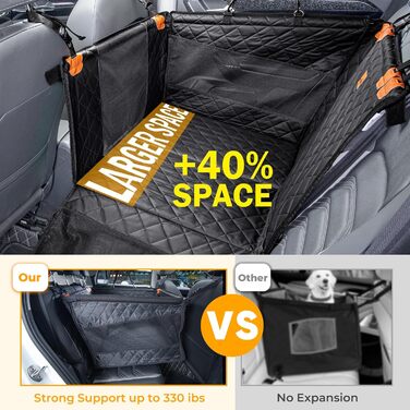 Pecute Dog Car Seat - XL Upgrade - Reinforced & Secure for Medium & Large Dogs - 70x61x55cm with 4 Straps