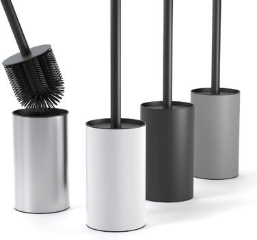 Силіконова щітка для унітазу SAVEGA з нержавіючої сталі з підставкою - гігієнічна щітка з бризковим захистом