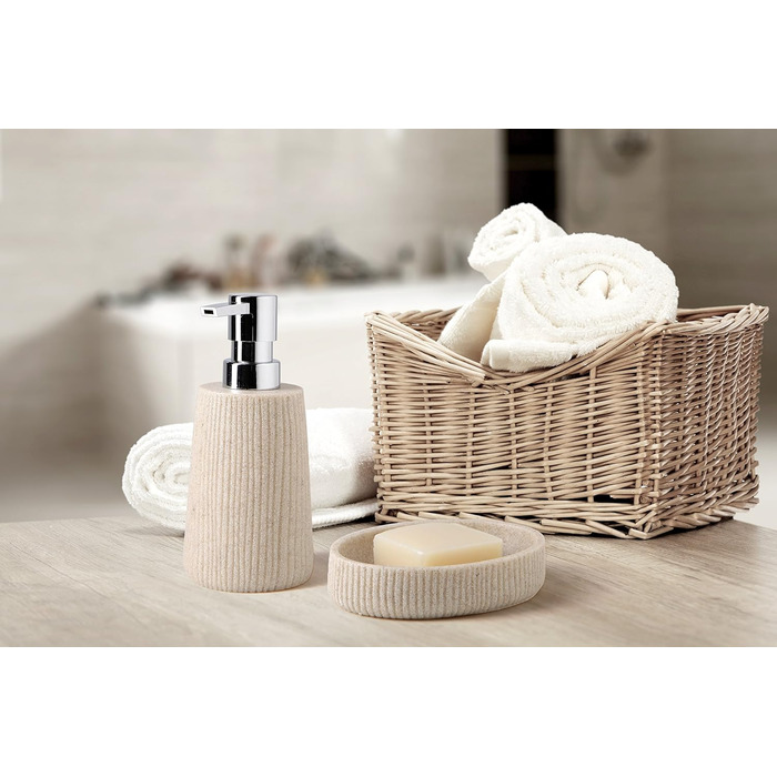 TATAY щітка для унітазу | Полірезин, елегантний дизайн, колекція Saigon, бежевий колір | 10,1 x 10,1 x 35,5 см