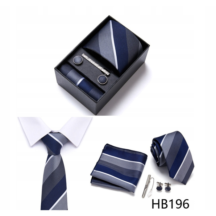 Набір аксесуарів для чоловіків: шовкова краватка, затискач та кишенкова хустка — вибір для справжнього джентльмена