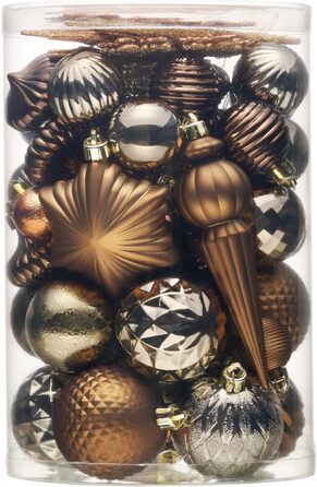 Набір прикрас для ялинки Valery Madelyn 60 шт. Ялинкові кулі бронзово-золотого кольору, міцні, з кріпленням, для новорічного декору
