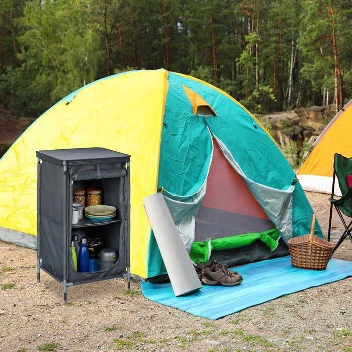 Relaxdays Camping Storage Cabinet with 2 Shelves