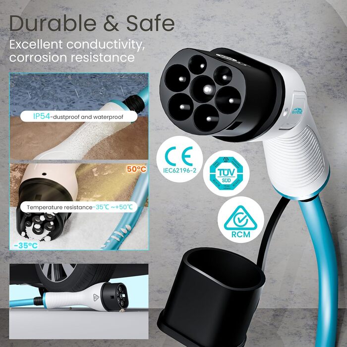 Кабель для зарядки електромобілів 22kW 32A Typ 2 (8м) | IP55 | для електромобілів та гібридів