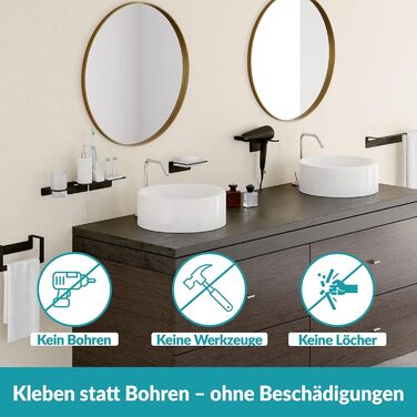WEISSENSTEIN Badablage without Drilling - Stainless Steel Shelf for Bathroom - 14 x 9.5 x 5 cm (24 cm, Black)