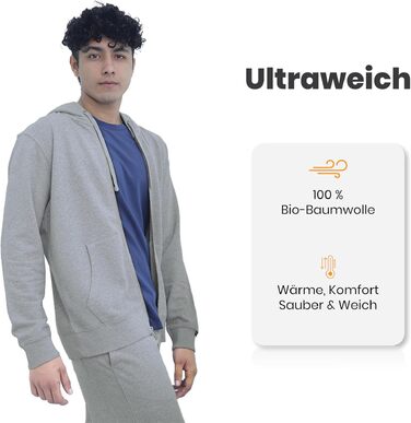 Зіп-худі SoftSpun унісекс, 100% бавовна, колір Heather Grey, розмір S