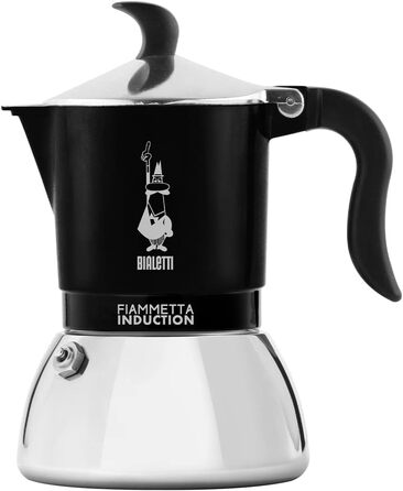 Bialetti Flame Induction Coffee Maker, Aluminum, Steel, Black, 4 Cups