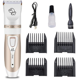 Бездротовий триммер для собак INF з аксесуарами, тихий, золотий/білий