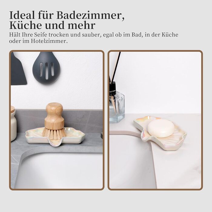 Керамічна мильниця з піддоном Antis's Home, Зелений мильниця-тримач для ванної, душу та умивальника, Сучасний дизайн