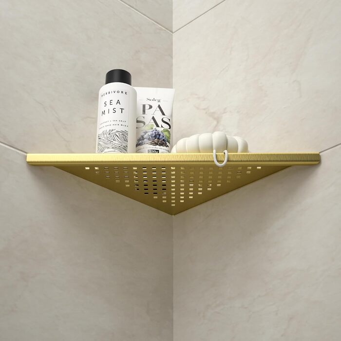 Полиця для душу Eck Duschregal з нержавіючої сталі 304, полиця для ванної кімнати з сітчастою конструкцією для плитки, вбудована полиця для ремонту ванної кімнати (щітка, 254 мм - 2 шт) (254 мм-2, золотий)