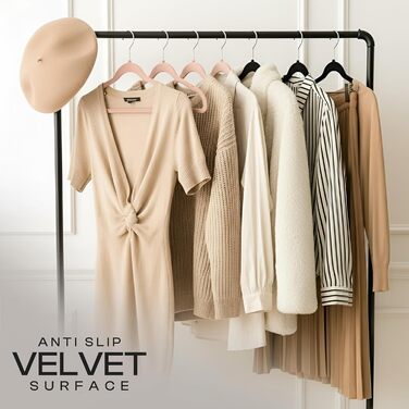 Плечики для одягу Utopia Home з оксамиту - антиковзаючі, міцні, 50 шт. (рожеві)