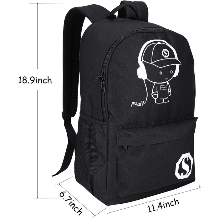 Шкільний рюкзак унісекс, легкий водонепроникний рюкзак для підлітків, чорний