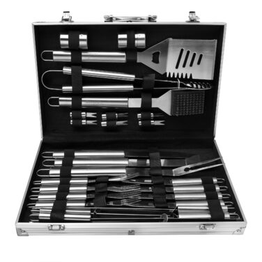 Набір гриль-посуду Lehmann LGAGA-YAN006 у металевому кейсі, 26 предметів, нержавіюча сталь, аксесуари для барбекю, преміум-якість, подарунок для чоловіків