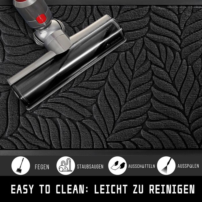 Килимок для входу Yimobra, 75 x 43 см, чорний - антиковзаюча, миється, для дому та вулиці | Килимок від бруду та пилу