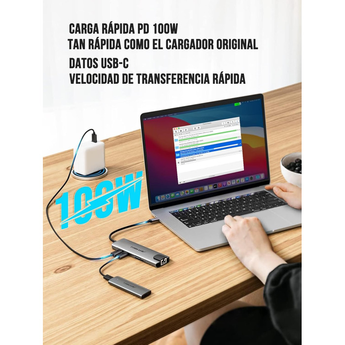 Lemorele USB-C хаб – адаптер USB-C 9 в 1 з алюмінієвим корпусом. Gigabit Ethernet, 4K HDMI, 100W PD, 3 USB-A, USB-C, SD/TF, док-станція для MacBook, iPad, Windows, Switch, Chromecast
