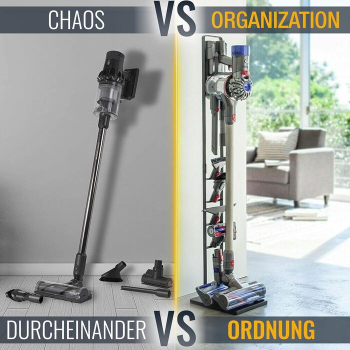 RICOO Vacuum Cleaner Stand Charging Station for Dyson - Compatible with Dyson Cordless Handheld Vacuums V6 V7 V8 V10 V11 - Vacuum Cleaner Holder SH502, 29x22x127 cm, Black Vacuum Cleaner Stand Sh502