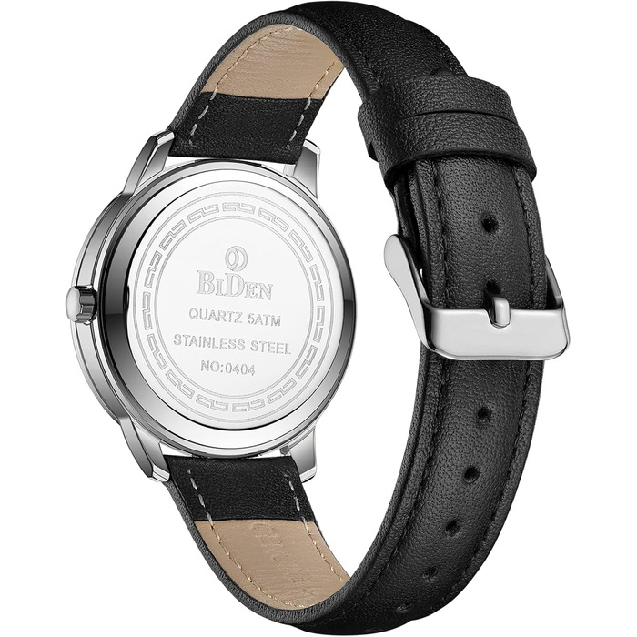 HANPOSH Годинники чоловічі, аналогові кварцові годинники для чоловіків, водостійкі годинники на зап'ясті, модні бізнес-годинники з датою, шкіряний ремінець, срібний колір, білий циферблат