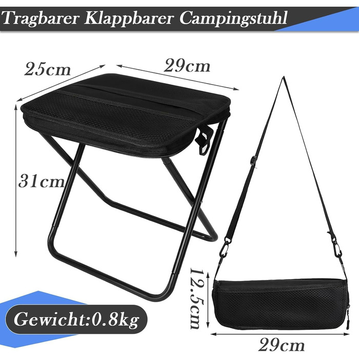 Складний садовий стільчик, туристичний стільчик для кемпінгу, риболовлі та відпочинку на природі - легкий та довговічний