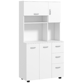 HOMCOM Freestanding Kitchen Cabinet, 89 x 39.5 x 168 cm, Modern White Buffet Cabinet