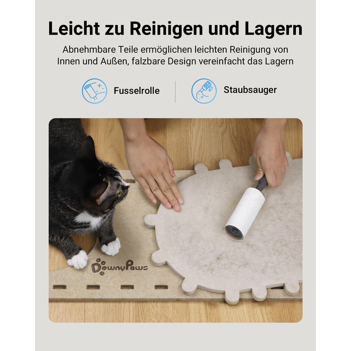 Будиночок для котів з фетру, лежанка для котів, затишна кімната для котів, 58 x 33 x 30 см, ігровий Peek-a-Boo, зимовий, захист кігтів, бежевий, 1 шт.