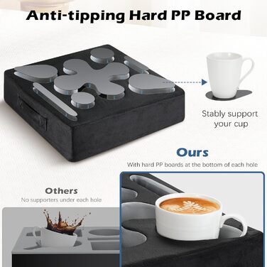 MoKo Cup Holder Sofa, Couch Organizer, 7 Slot Tray Bed Caddy, Couch Cup Holder for Remote Control, Snacks, Drinks, Couch Caddy Couch Butler for Bed, RV, TV, Car, Man Cave, Boat
