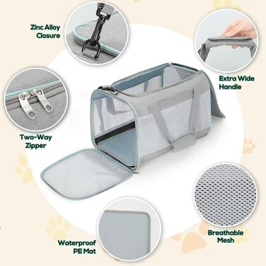 Транспортна сумка Cozary для котів та собак, переноска для тварин, сіра (44x30x30 см)