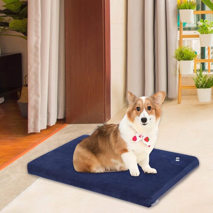 Кросер Лежанка для собак середнього розміру, 76x51 см, двостороння, блакитна. Підходить для собак та котів до 20 кг. Лежанка для собак, лежанка для котів, лежанка для тварин.