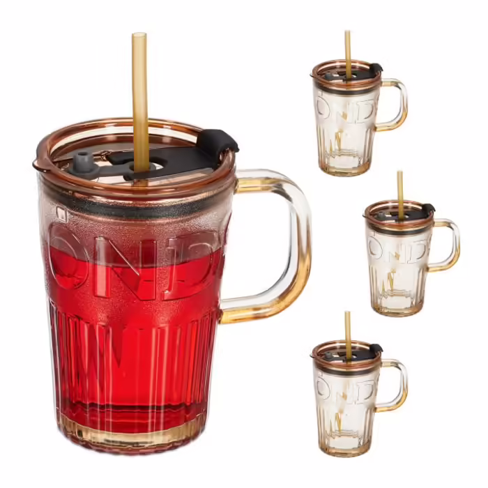 Relaxdays Set of 4 Handle Drinking Glasses