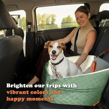 Автокрісло для собак iPetba - Зелене, для маленьких порід, з захистом від зіткнень, антиковзаюче, знімне та миється