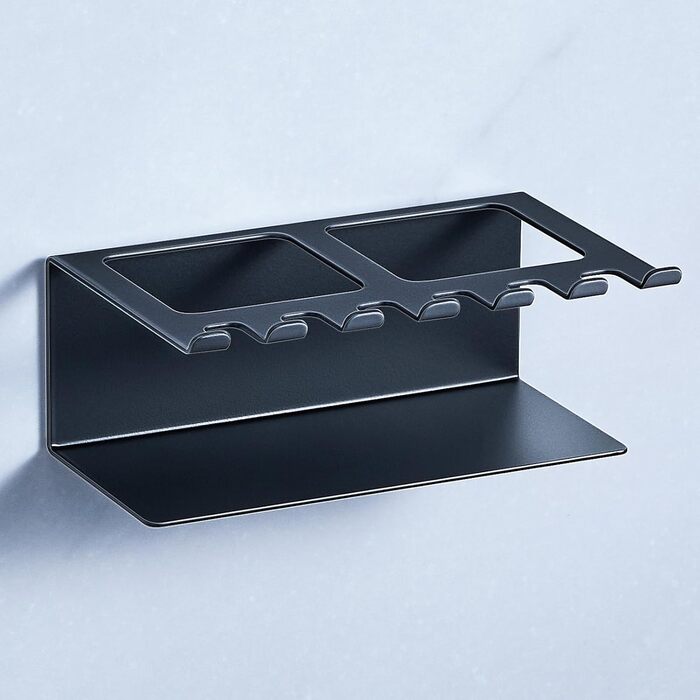 Настінний тримач для зубних щіток, електричної зубної щітки, без свердління, для зберігання насадок, чорний, великий