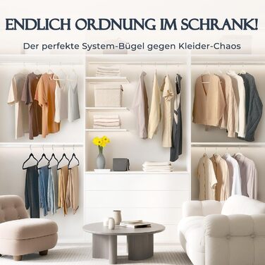 Плечики для одягу з велюру, 20 шт. - Плечики для економії місця, нековзні, міцні, 360° обертання - для сорочок, костюмів, светрів, штанів