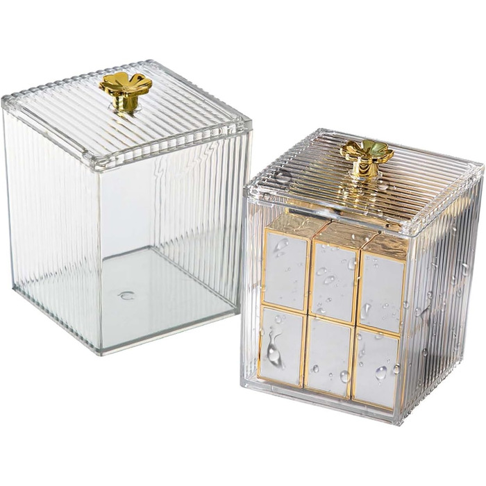 Контейнер для ватних паличок та дисків 2 шт. Організатор для ванної кімнати, прозорий | Зберігання для туалетного столика