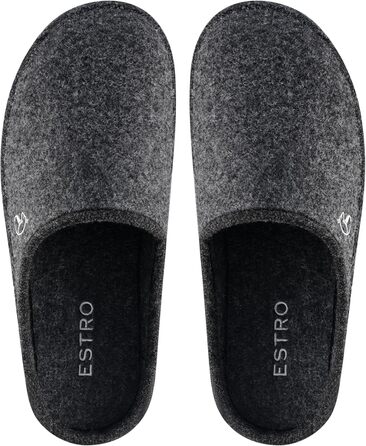 Чоловічі фетрові тапочки ESTRO - теплі зимові халапи для дому, чоловічі халапи, фетр, WOLLFILZ (45 EU, широкі, графіт)