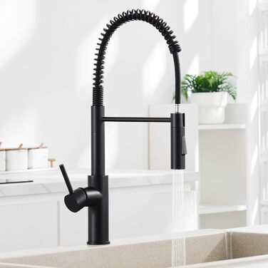 Змішувач кухонний CECIPA з витяжною лійкою, чорний, нержавіюча сталь, 360° обертання, 2 режими струменя