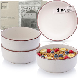 Набір керамічних мисок Sänger Bombay Ivory (4 шт.) - миски для мюслі, 700 мл, фіолетовий, стійкі до подряпин, мікрохвильової печі та посудомийної машини