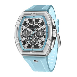 Чоловічий годинник-хронограф на кварцовому механізмі з японським годинниковим механізмом, 5ATM, корпус з нержавіючої сталі, ремінець з силікону (Blue3)