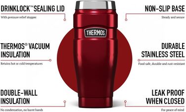 Термос King Reise-Thermobecher: термокружка з нержавіючої сталі, 470 мл, червоний (Cranberry Red)