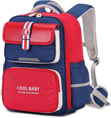 Шкільний рюкзак для дівчаток та хлопчиків, 1-4 клас, ергономічний, з нагрудним ременем, 2025, для дітей 6-10 років, знімний ремінь, світловідбиваючі елементи (червоний)