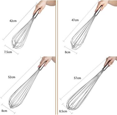 Whisk, Bold, Thick, Stainless Steel, Non-Stick, Used for Whisking Eggs and Cream, Home and Commercial Use (Size: 33×6cm)