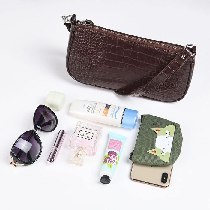 Сумка жіноча через плече крокодиляча шкіра ретро вінтаж коричнева #2 – маленька сумка-міні, класична сумка-шопер