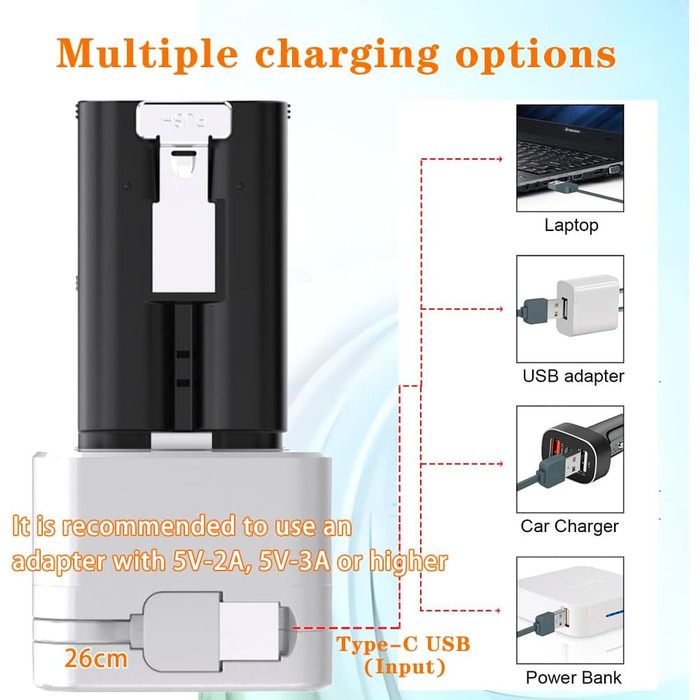Зарядний пристрій для акумуляторів Ring (3 шт., 3.65V, 6040mAh) з LED-дисплеєм та Type-C кабелем, сумісний з Ring 2/3/4/Plus/Spotlight/Stick Up Cam