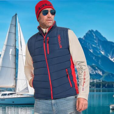 Чоловіча жилетка Nebulus REVIVAL, тепла жилетка з довгим замком-блискавкою (M, темно-синій/червоний)