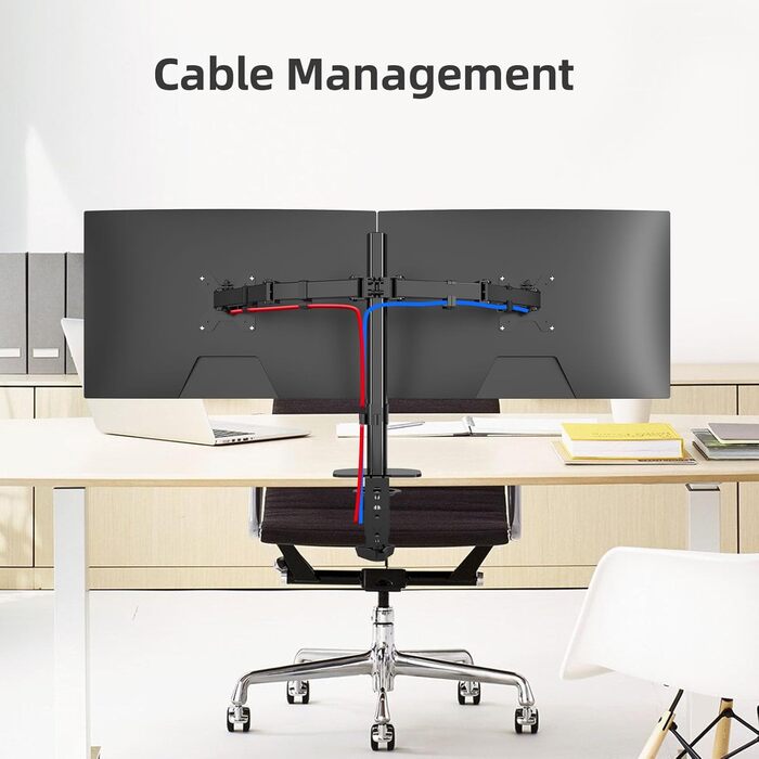 Підставка для монітора Pholiten: 2 монітори, 13-27 дюймів, до 10 кг, VESA 100x100mm, чорний