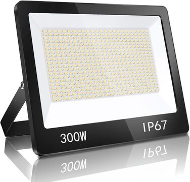YIQIBRO LED Flood Light Outdoor, IP67 Waterproof Floodlight, 10000LM 6500K Cool White Super Bright LED Spotlight Outdoor Floodlight for Warehouse, Garden, Garage, Yard, Parking Lot (300W)