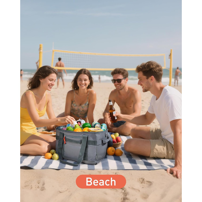 Термосумка TOURIT 32L сіра - ізольована, для пікніка, велика, складна, для транспортування продуктів