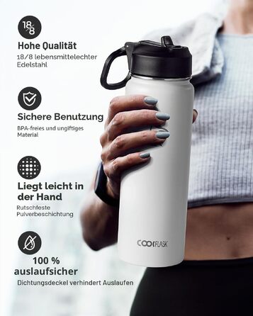 Термофляга Coolflask 2Л з трубочкою та 3 кришками, вакуумна пляшка для води з нержавіючої сталі для спорту та подорожей, Starry Indigo Black