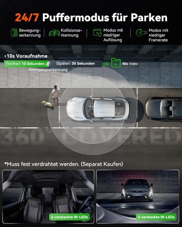 Панорамний відеореєстратор VANTRUE E360 Plus 5.2K Dual STARVIS 2 HDR 360°, з сенсорним екраном 1.54