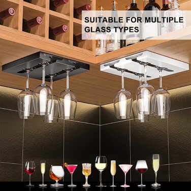 Тримачі для келихів вина ROLMZJX (2 шт.) - підвісні, для шафи, пластикові, чорні. Підходять для дому, ресторану, готелю, бару.