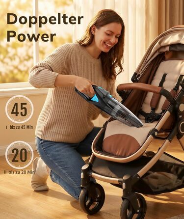 Акумуляторний пилосос Topipop Handstaubsauger 25000Pa з HEPA-фільтром для дому, авто, шерсті тварин (чорний)