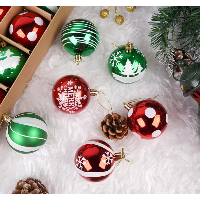 Набір ялинкових прикрас - 30 кульок 6см, пластик, темно-синій та білий, для ялинки